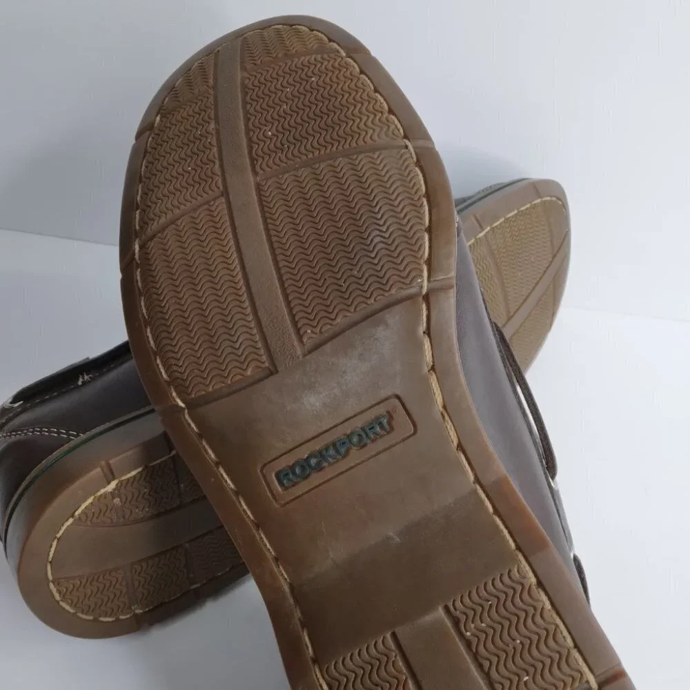 Rockport Washable Footwear Brown Leather Boat Shoes Loafers Size 11.5M